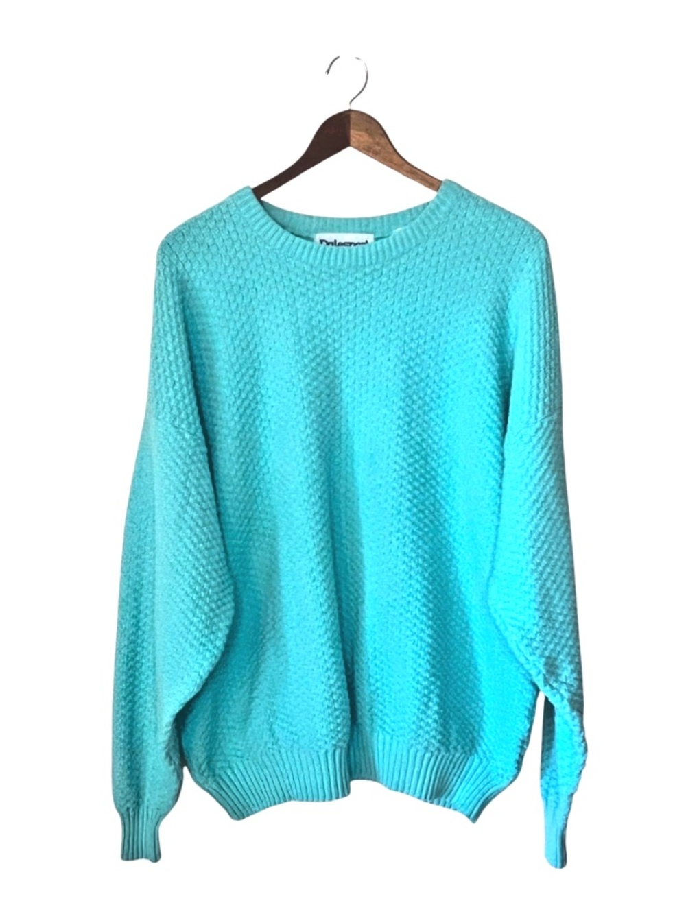 Vintage 80s Dalesport By Dales Turquoise Pastel Textured Knit Sweater